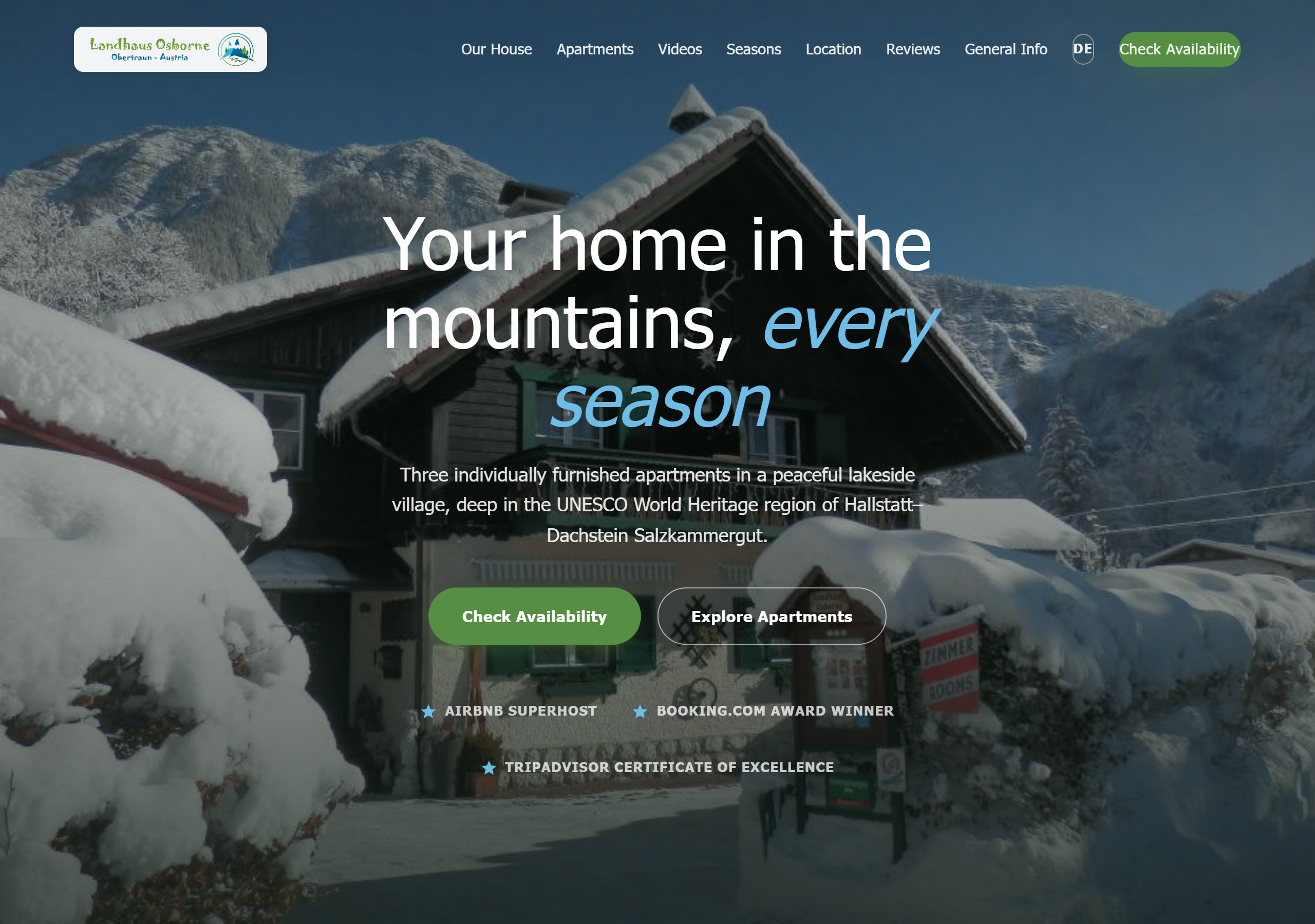 Landhaus Osborne — new website (after)