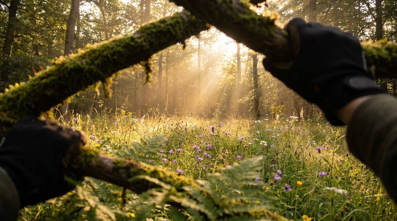 A sunlit clearing opens up ahead